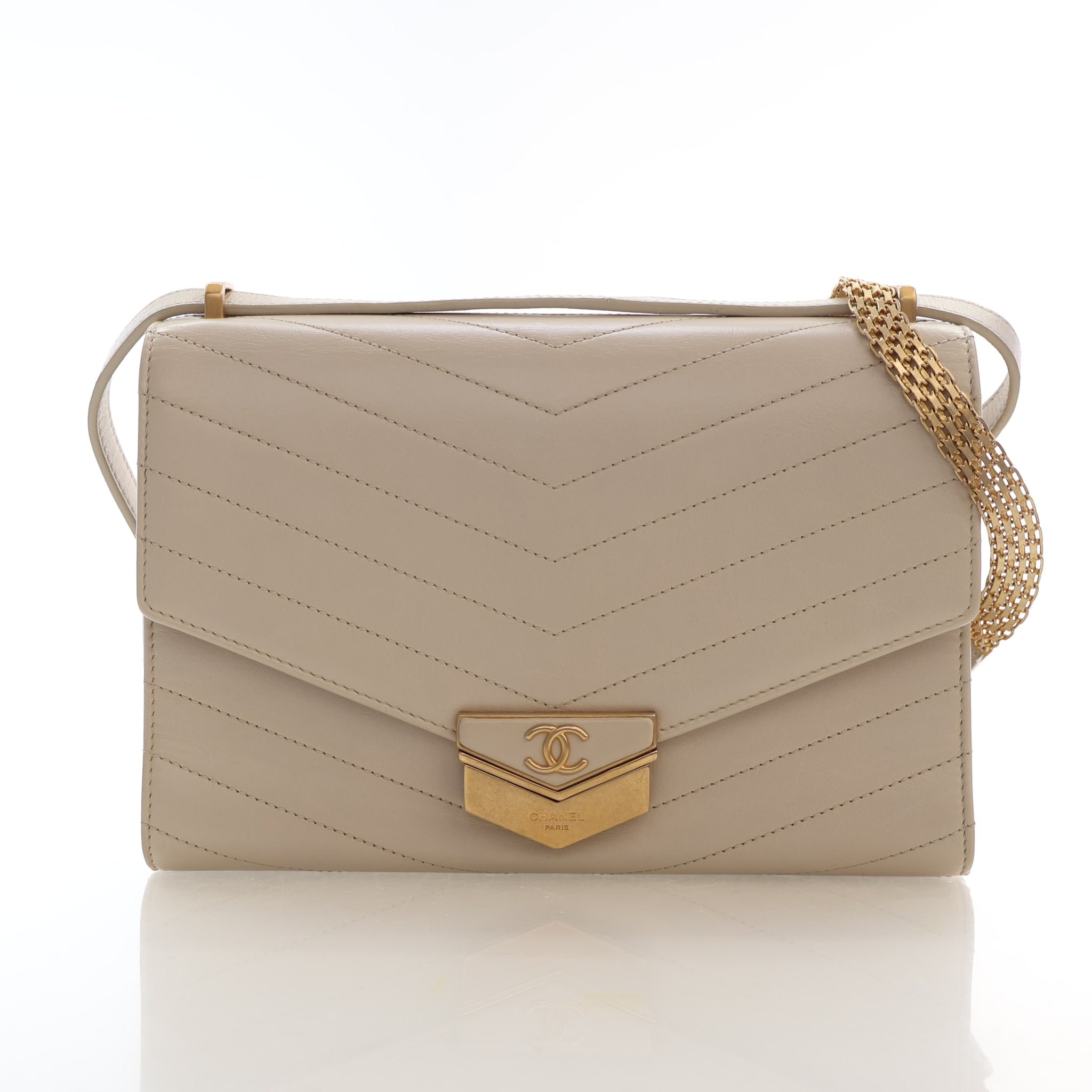 Chanel Small Lambskin Chevron Statement Flap