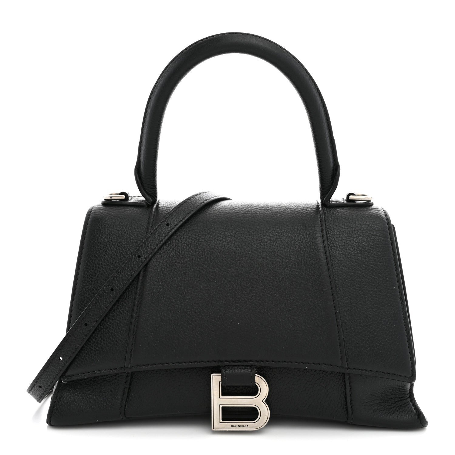 Balenciaga Grained Calfskin Small Hourglass Top Handle Bag Black
