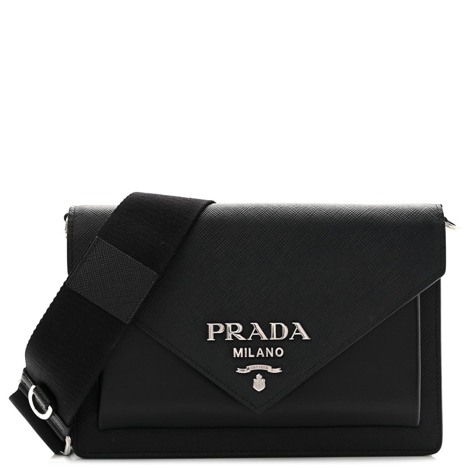 Prada Saffiano City Calf Mini Envelope Bag Black