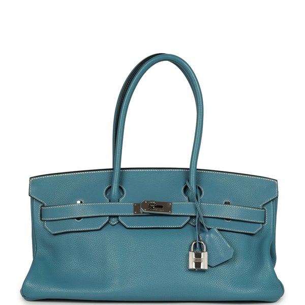 Hermes Vintage Hermes Shoulder Birkin 42 JPG Blue Jean Clemence Palladium Hardware