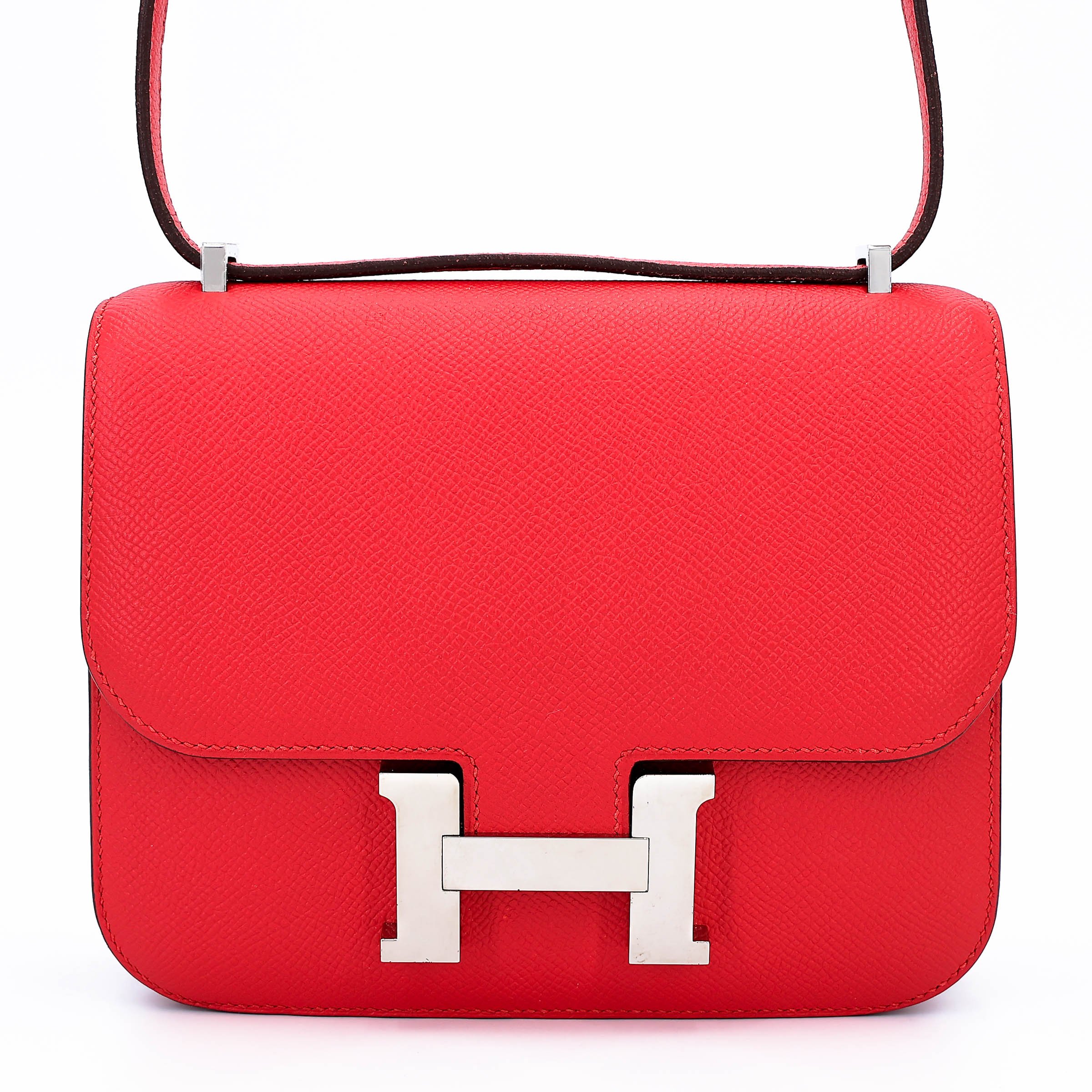 Very Good ( Rank A) HERMÈS Constance Mini Rouge Tomate (S5) Epsom Palladium hardware A (2017)