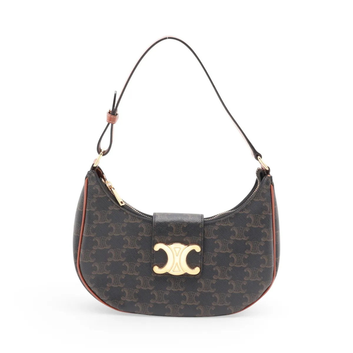Celine Triomphe Ava PVC & leather Shoulder bag Brown