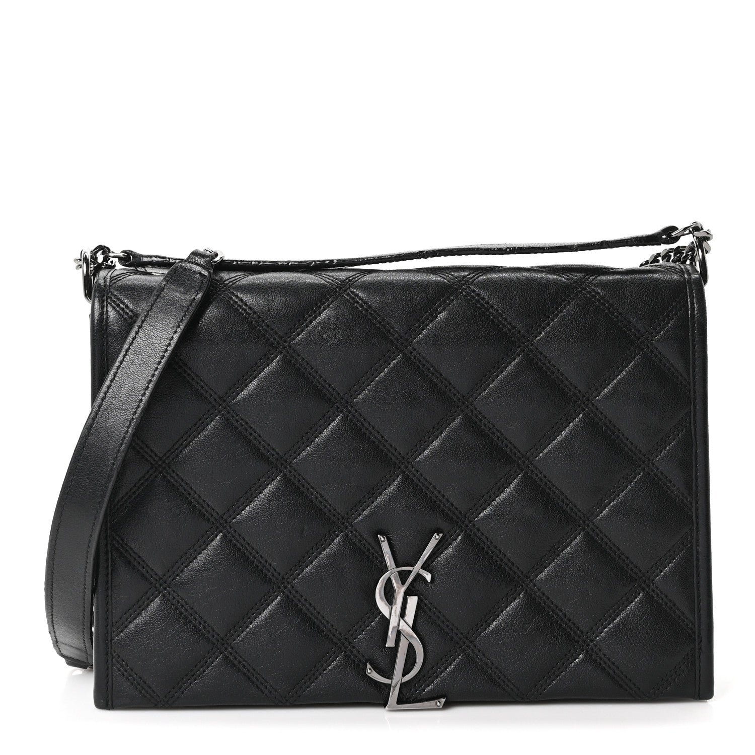 Saint Laurent Lambskin Quilted Mini Becky Chain Bag Black