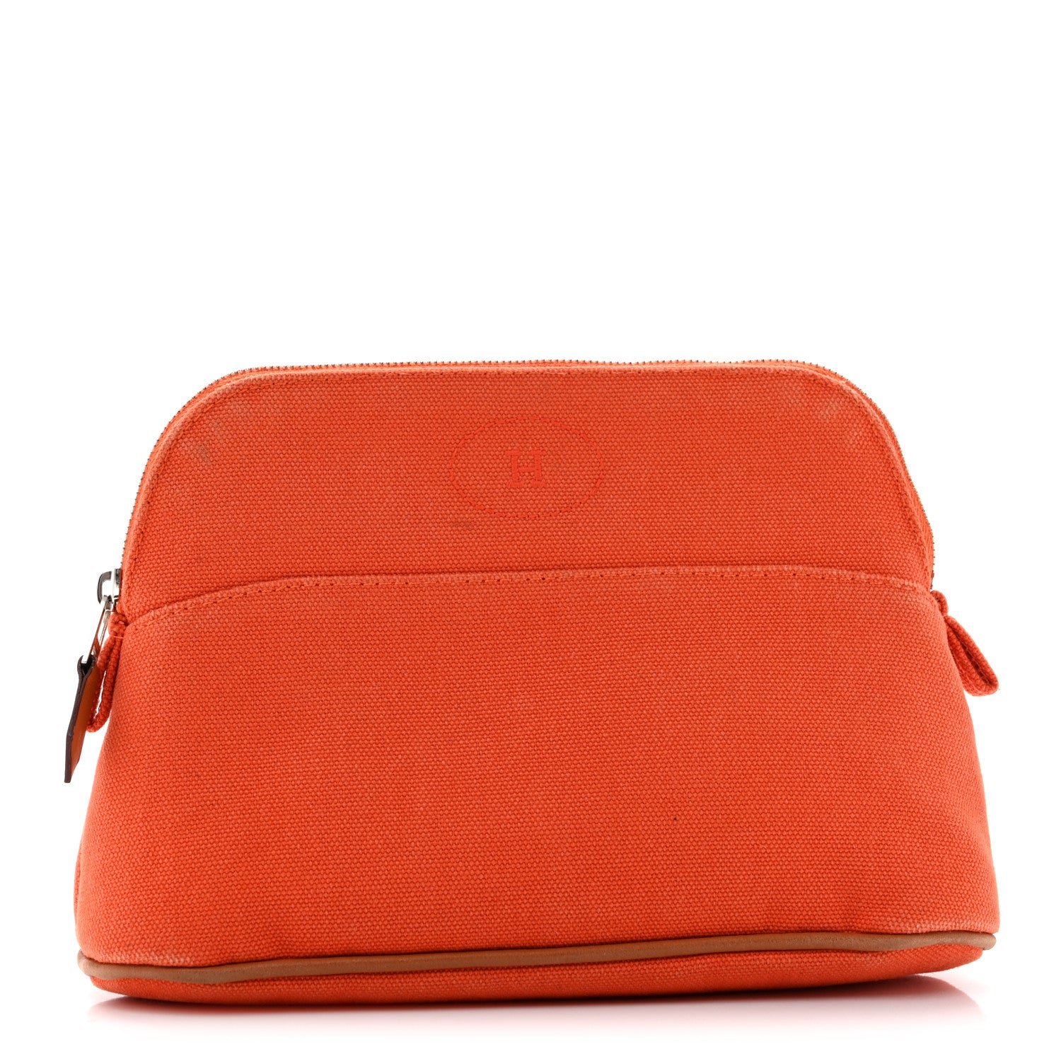 Hermes Cotton Canvas Mini Bolide Travel Cosmetic Pouch Feu