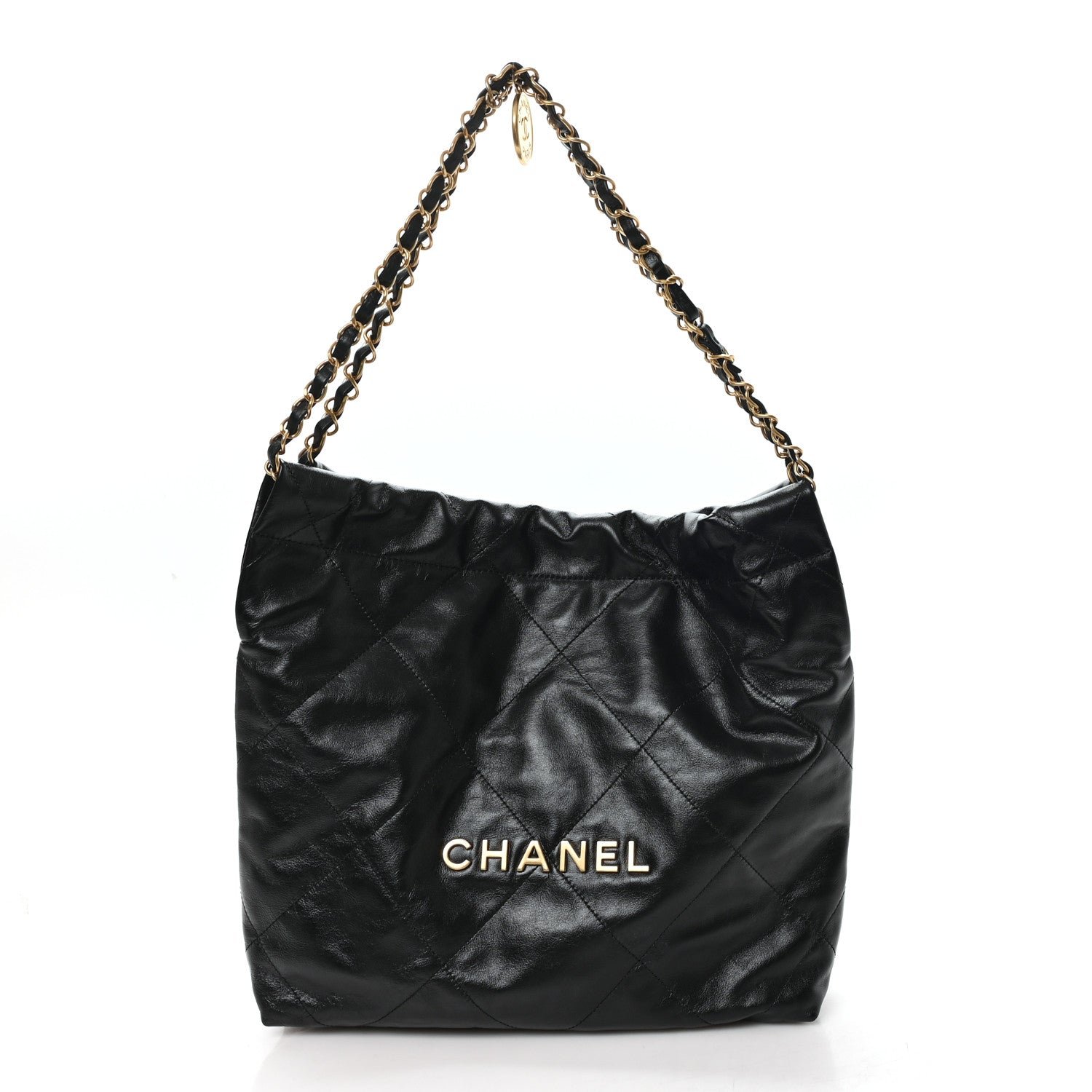 Chanel Shiny Calfskin Quilted Small Chanel 22 Black