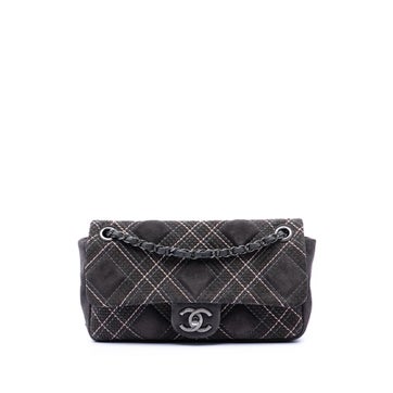 Suede Paris Edinburgh Medium Stitched Suede Saltire Single Flap