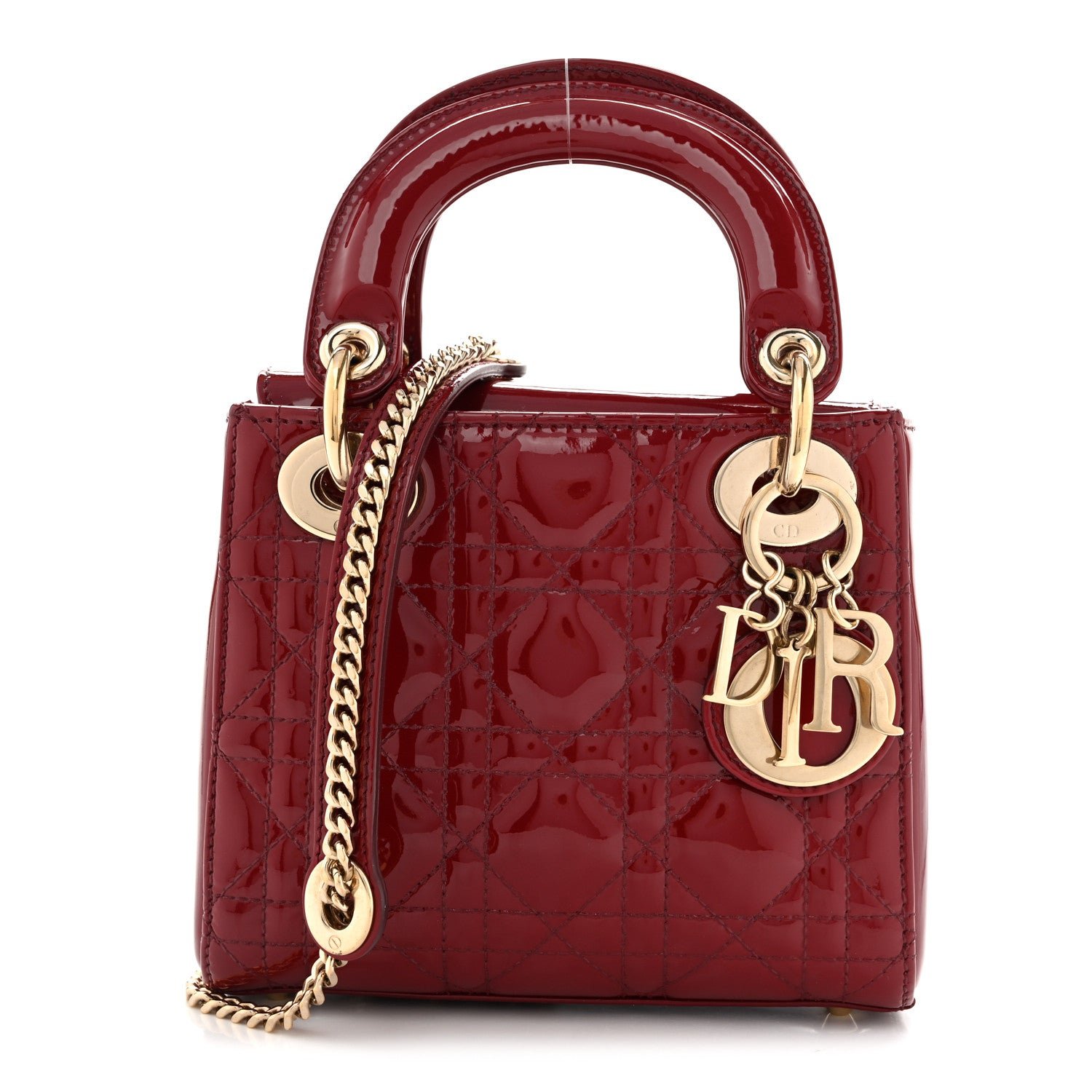 Christian Dior Patent Cannage Mini Lady Dior Red