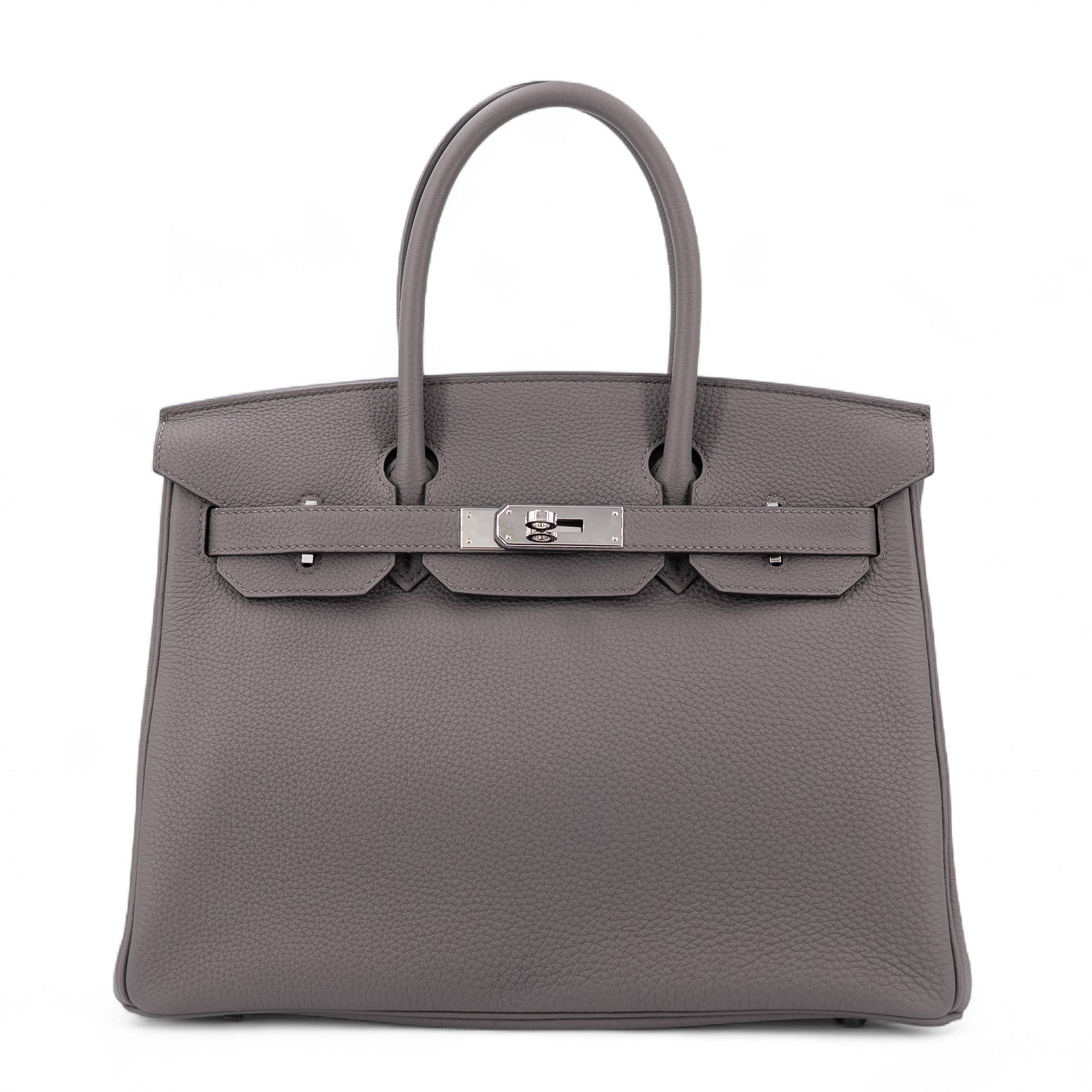 Hermes Excellent ( Rank SA ) HERMÈS Birkin 30 Etain (8F) Togo Palladium hardware D (2019)
