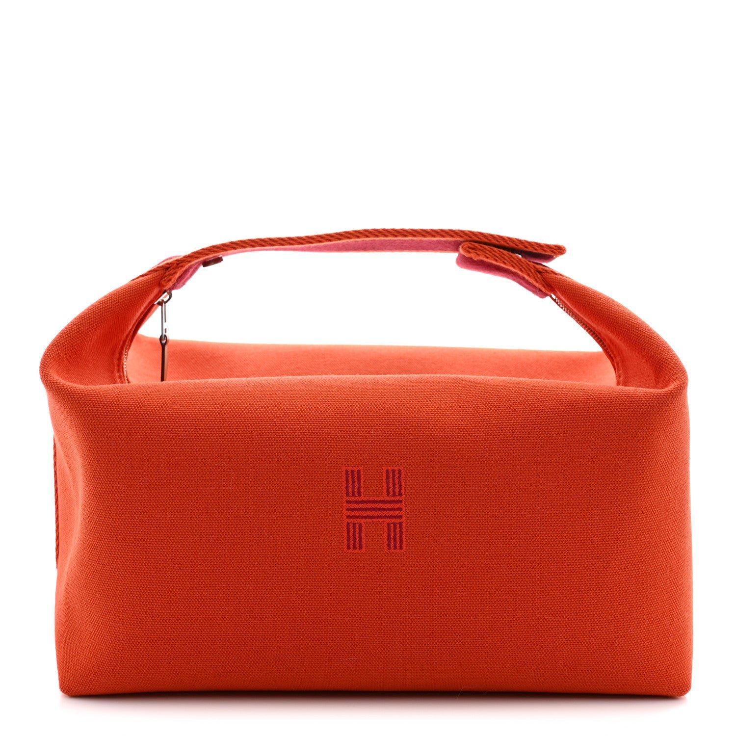 Hermes Hermes Canvas Large Bride-A-Brac Pouch Orange Feu Burgundy Orange Feu Burgundy