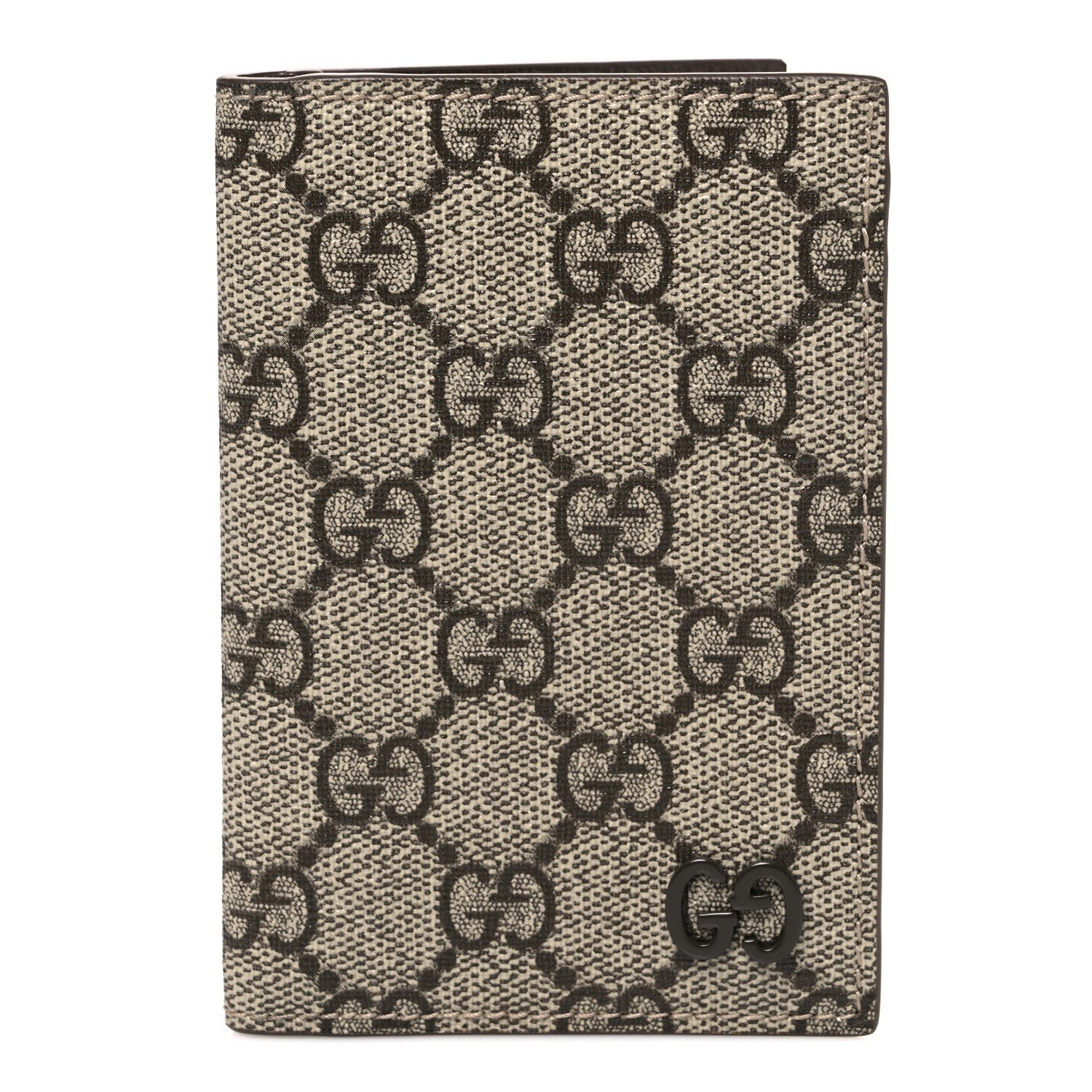 Gucci GG Supreme Monogram Bi-Color Long Card Case Beige Dark Brown
