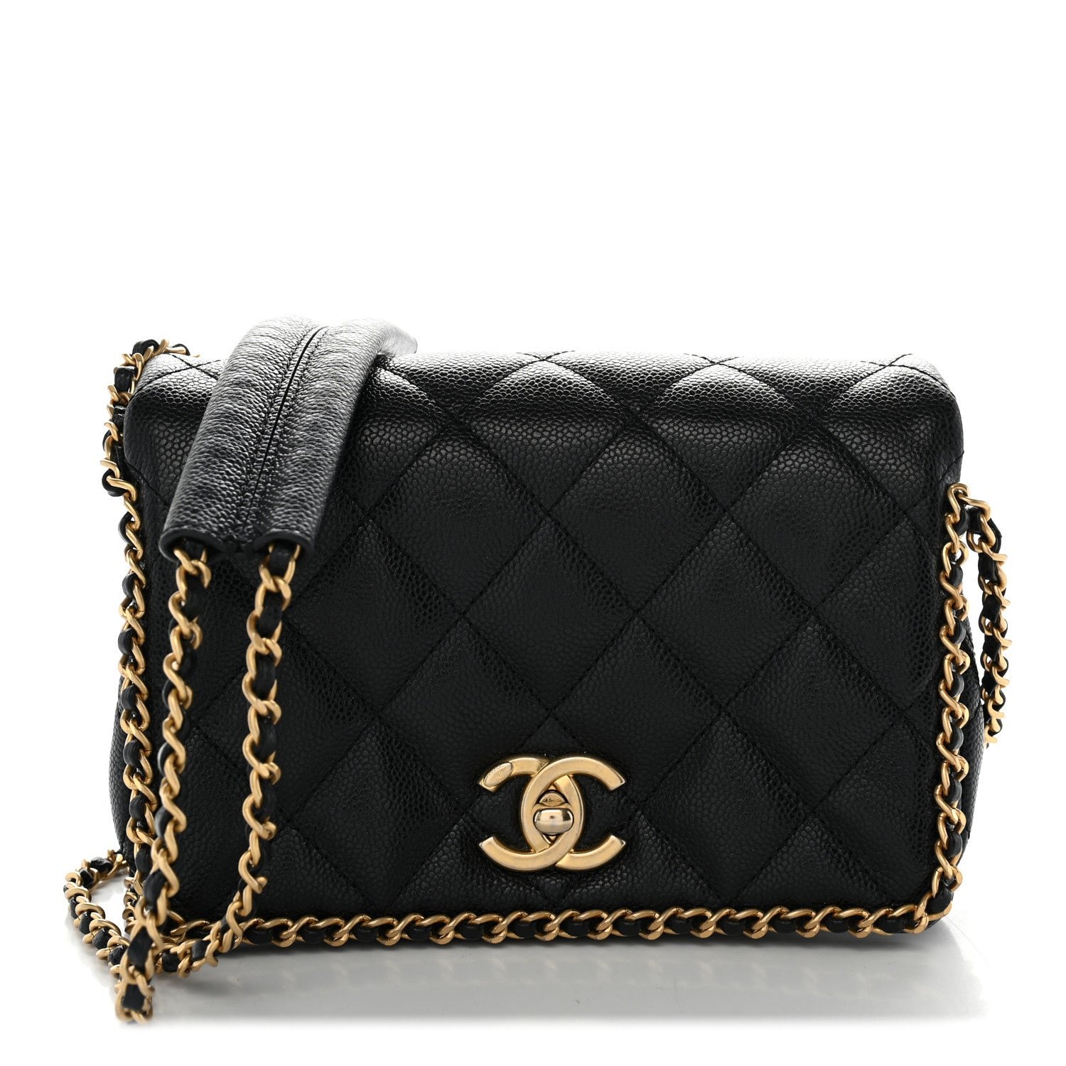 Chanel Caviar Quilted Mini Never Ending Chain Flap Black