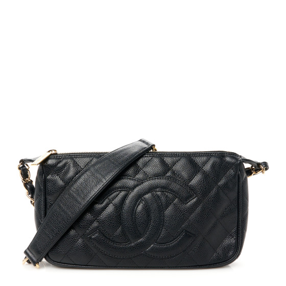 Chanel Caviar Quilted CC Shoulder Bag Black