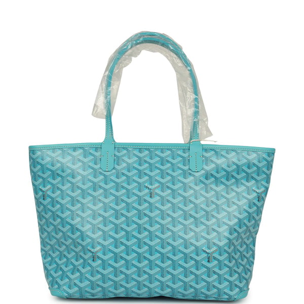 Goyard Goyard Goyardine Canvas Turquoise Artois PM Tote Palladium Hardware