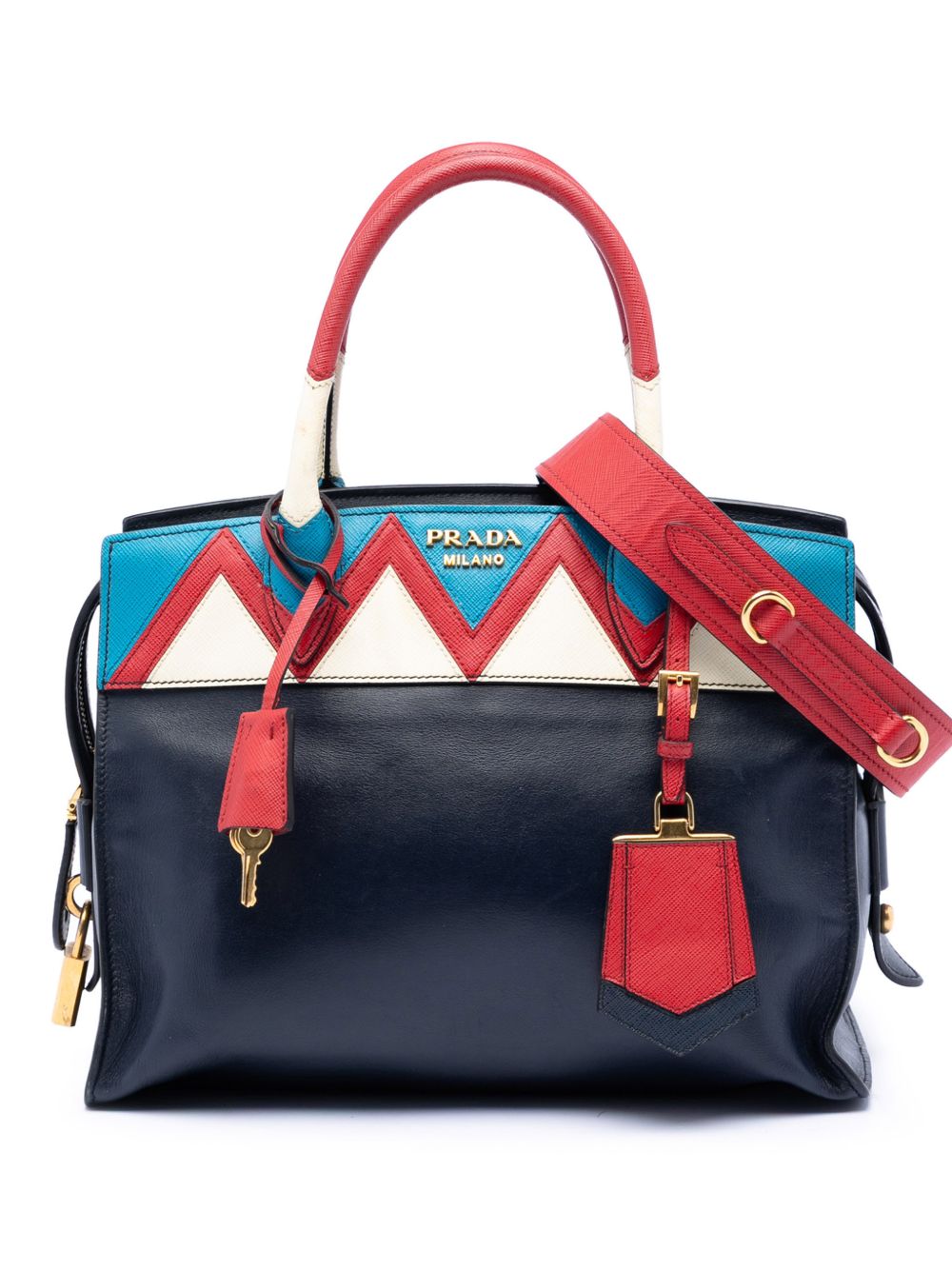 2010-2026 Medium Saffiano Trimmed City Calf Greca Esplanade satchel