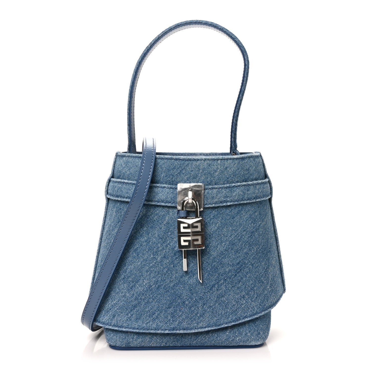Givenchy Denim Shark Lock Bucket Bag Medium Blue