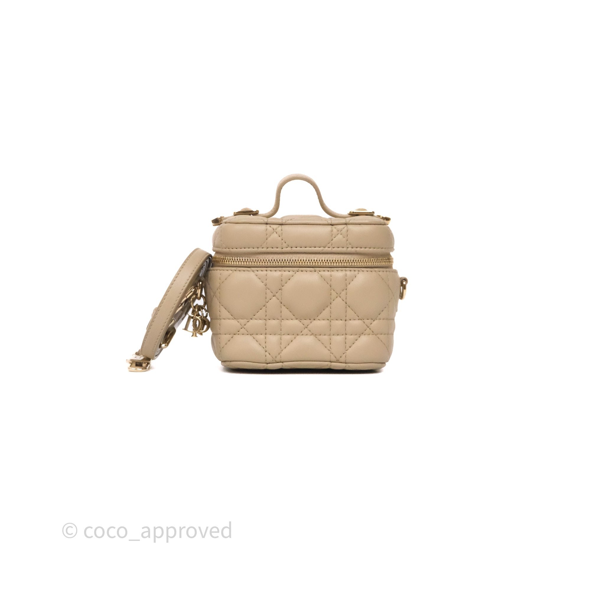 Christian Dior Micro Lady Dior Vanity Case Beige Cannage Lambskin