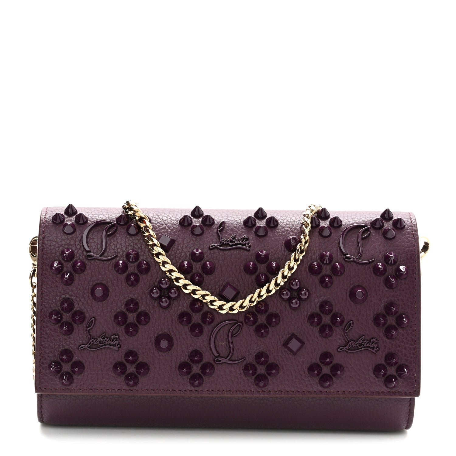 Christian Louboutin Christian Louboutin Calfskin Spikes Loubinthesky Paloma Clutch Merlot