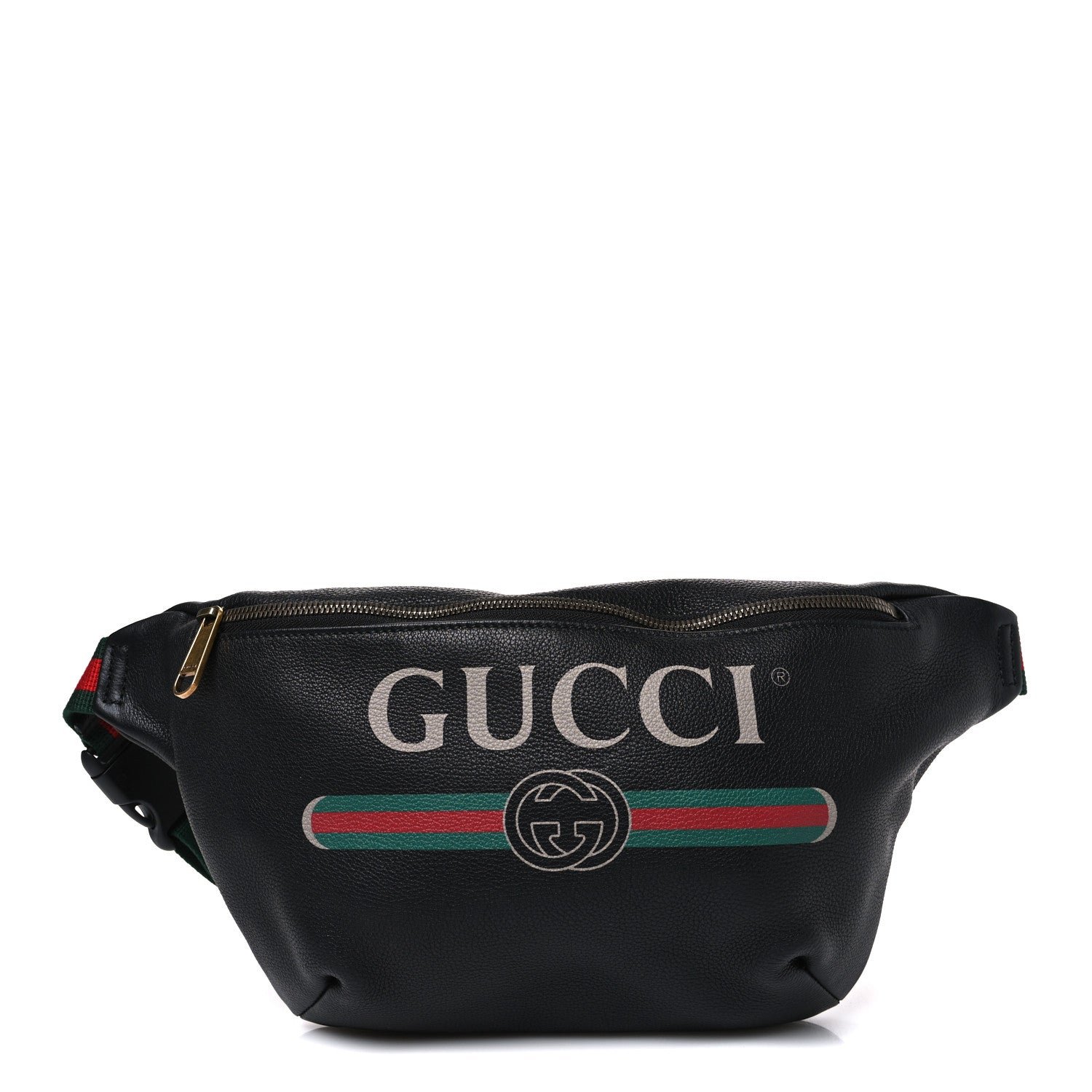 Gucci Grained Calfskin Logo Belt Bag Black
