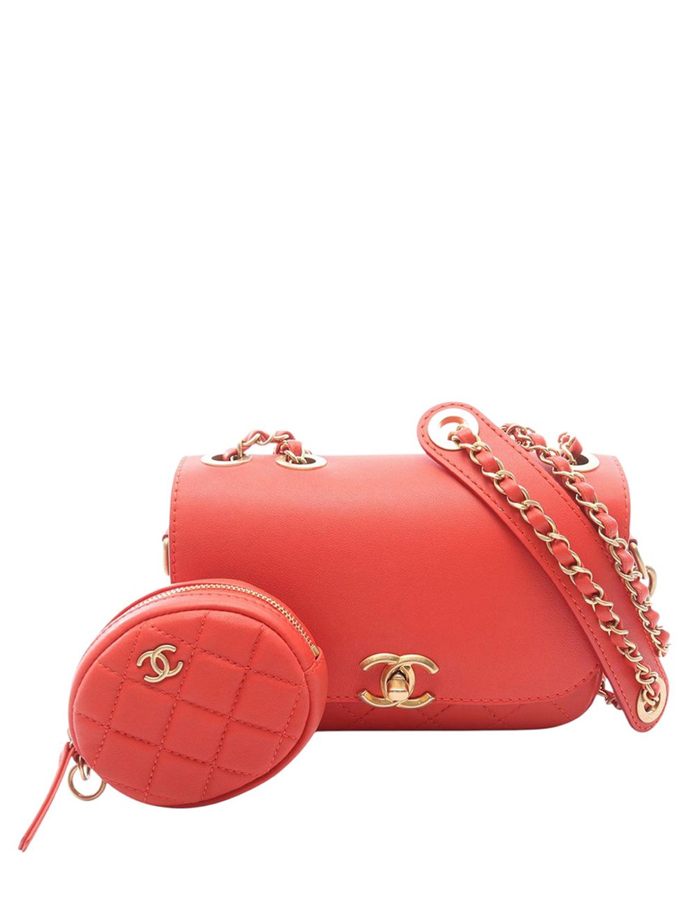 2019 Quilted Calfskin Multi Pouching Flap shoulder bag