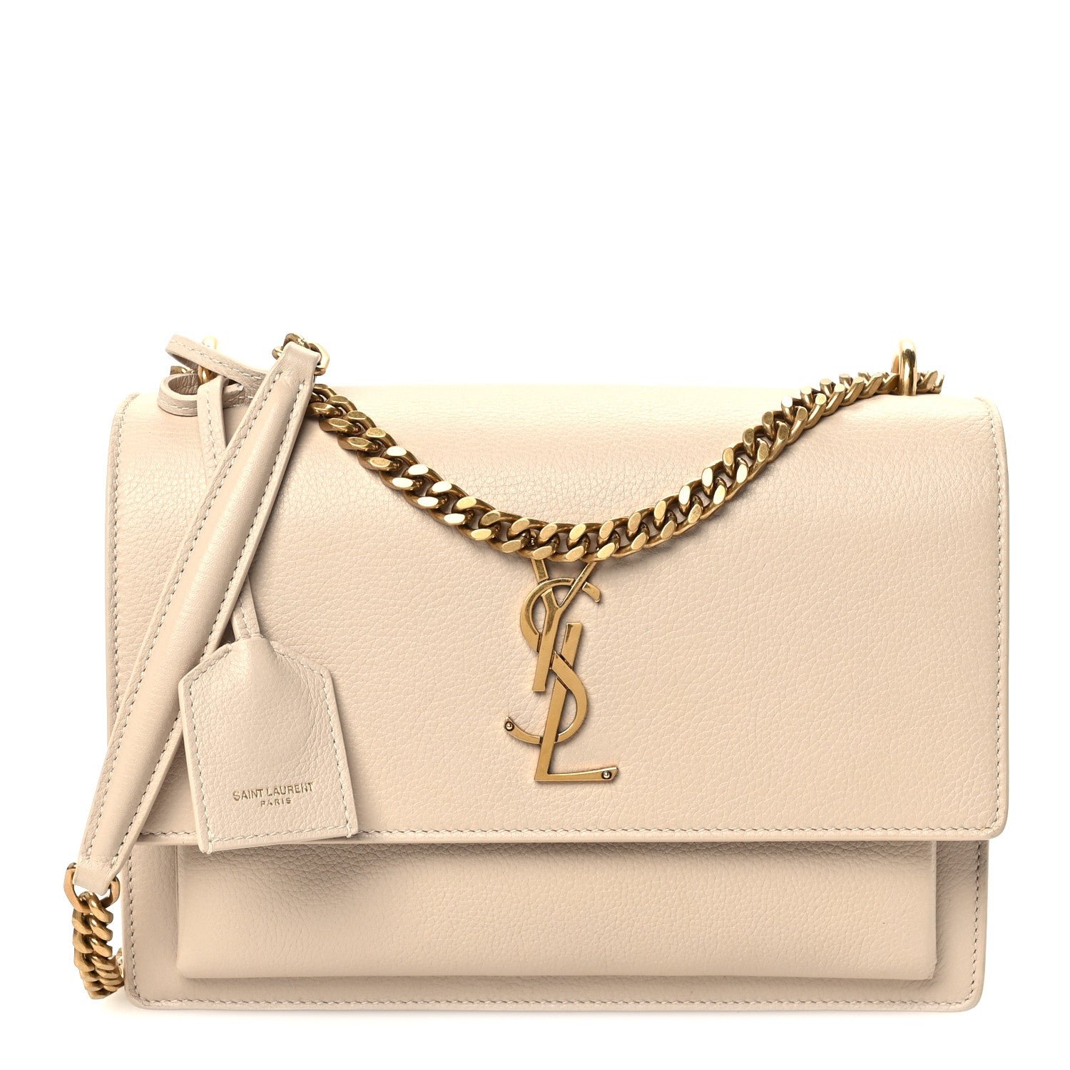 Saint Laurent Grained Calfskin Medium Monogram Sunset Beige