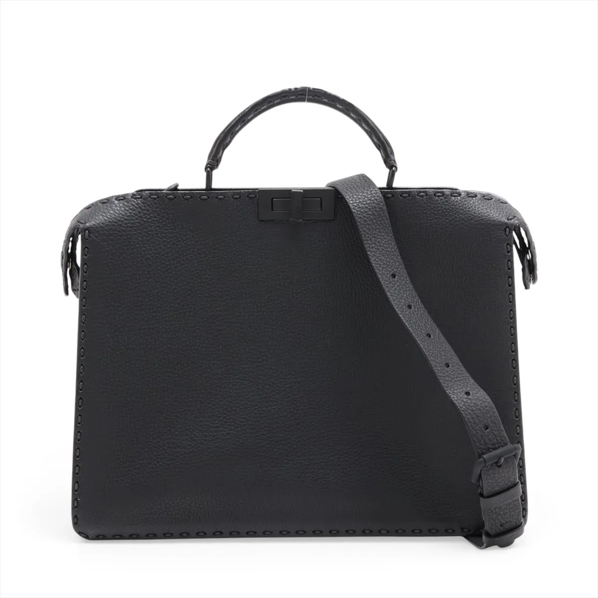 Fendi Selleria Peek-a-boo ICU Co., Ltd. Medium 7VA529 Leather 2 Way Handbag Blac