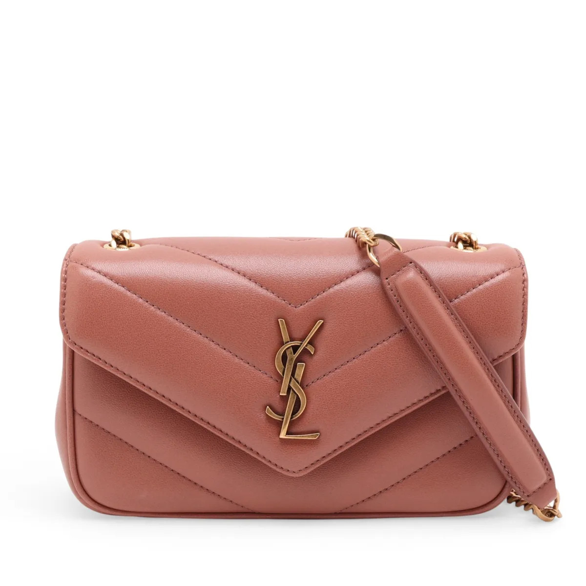 Saint Laurent Paris Lulu TOY 821749 Leather Chain Shoulder Bag Beige
