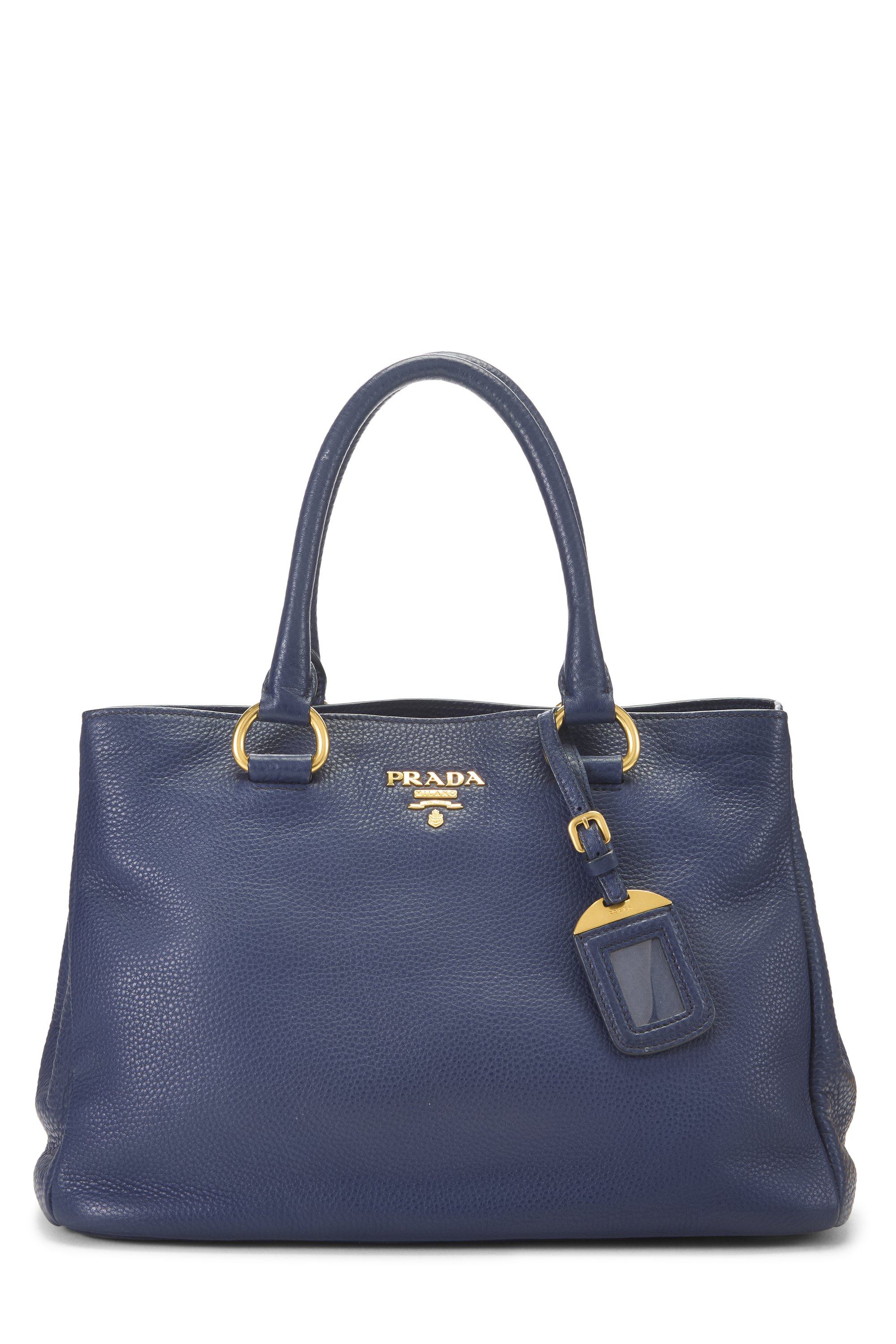 Blue Vitello Daino Convertible Top Handle Bag