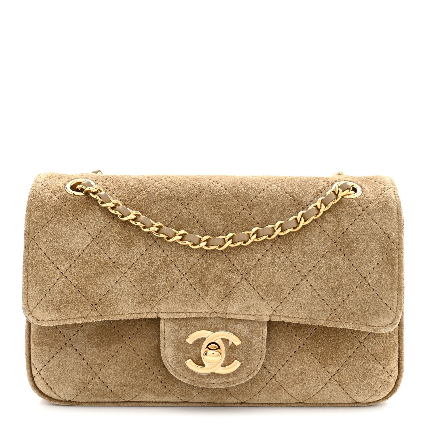 Chanel Suede Calfskin Mini Souplissimo Flap Dark Beige