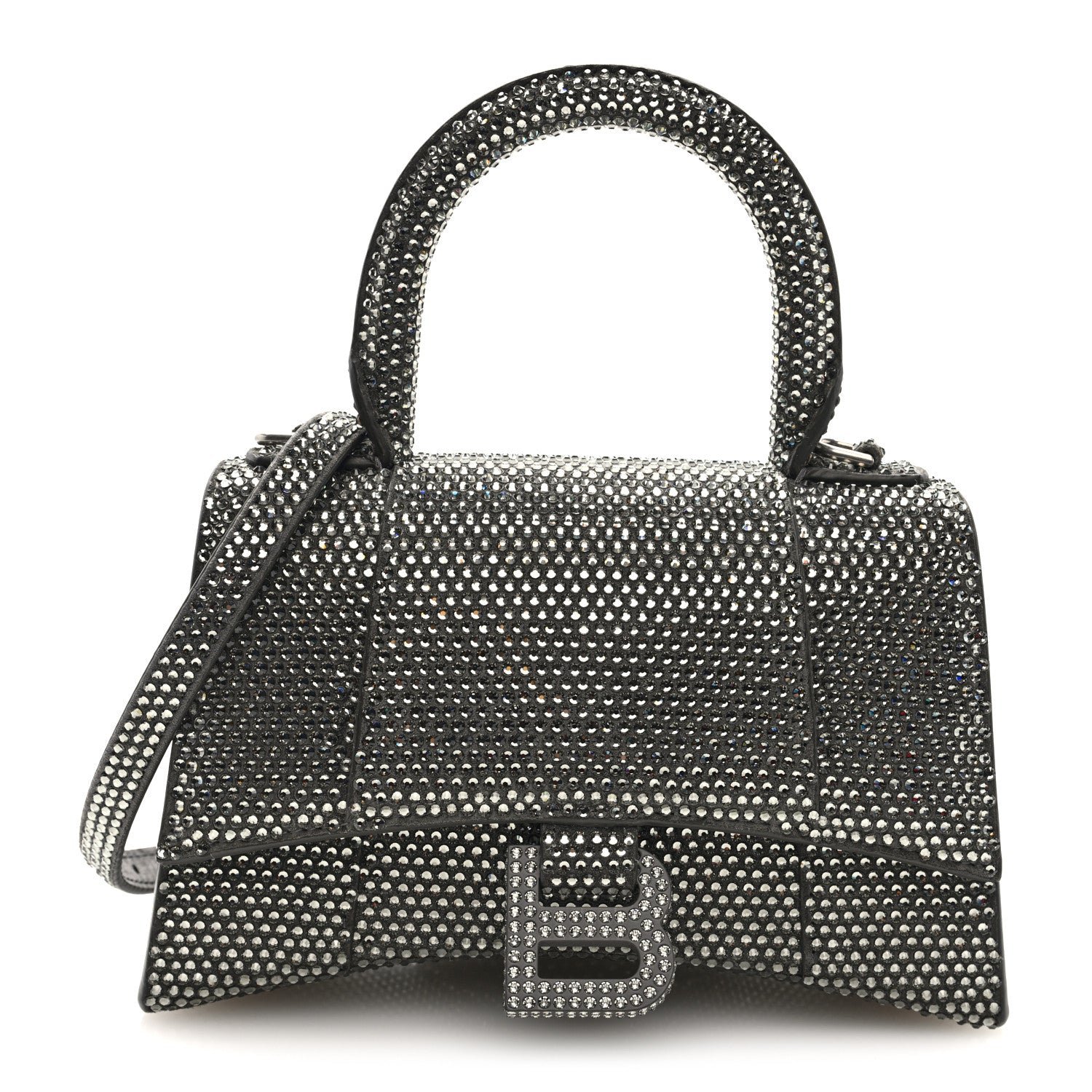 Balenciaga Balenciaga Strass Suede Hourglass Top Handle Bag XS Smoke Grey Crystal