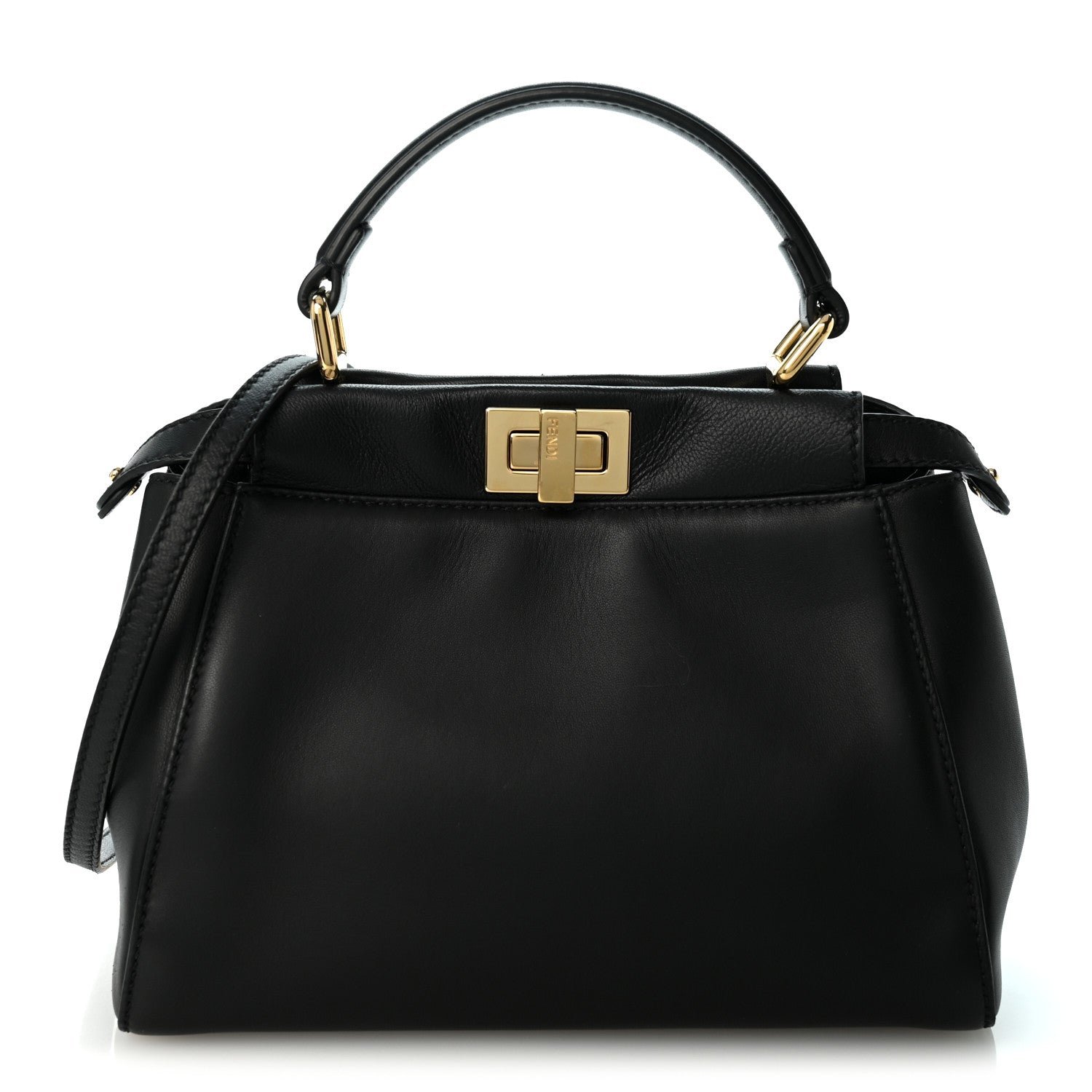 Fendi Nappa Mini Peekaboo Iconic Satchel Black