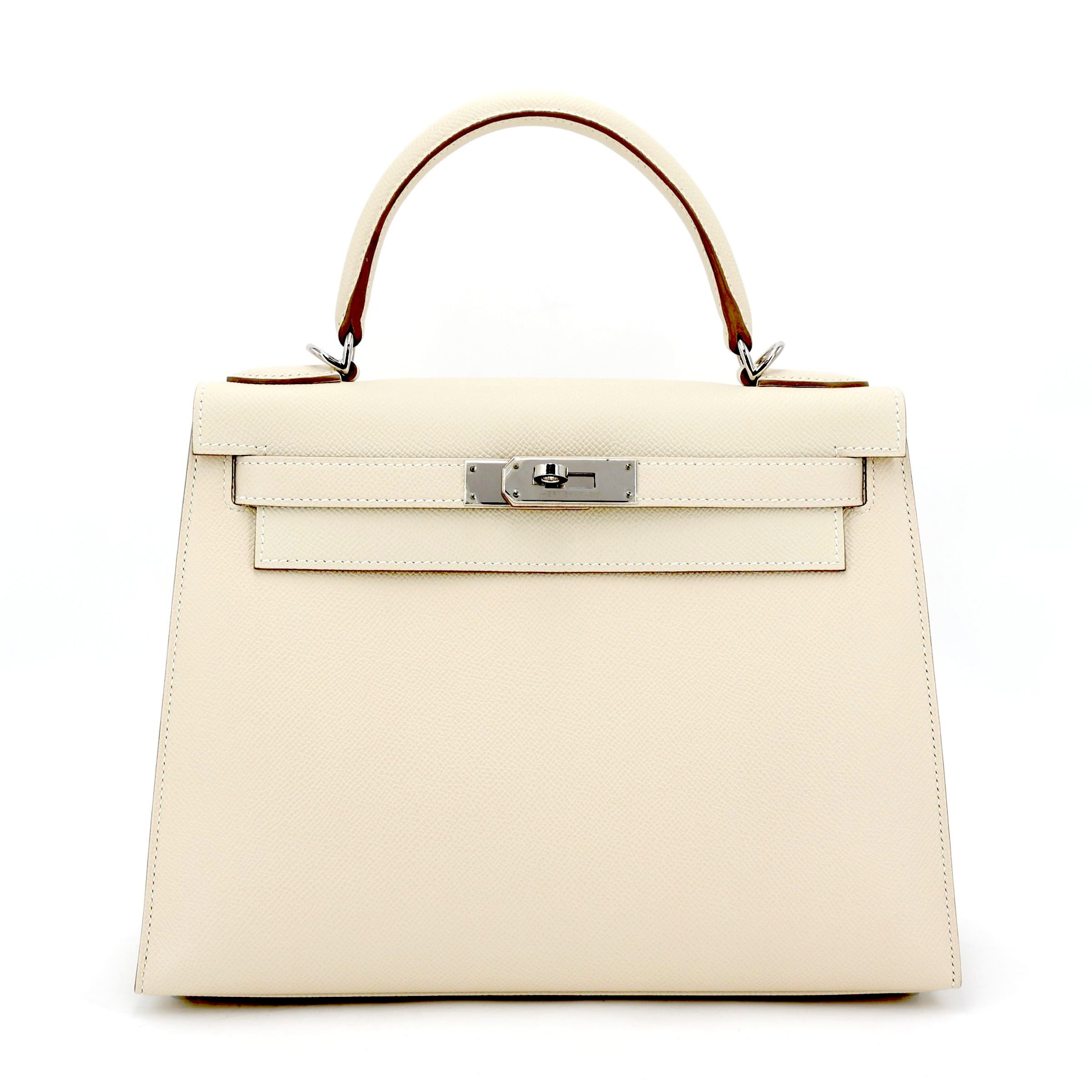 Hermes Excellent ( Rank SA ) HERMÈS Kelly 28 Sellier Craie (10) Epsom Palladium hardware U (2022)