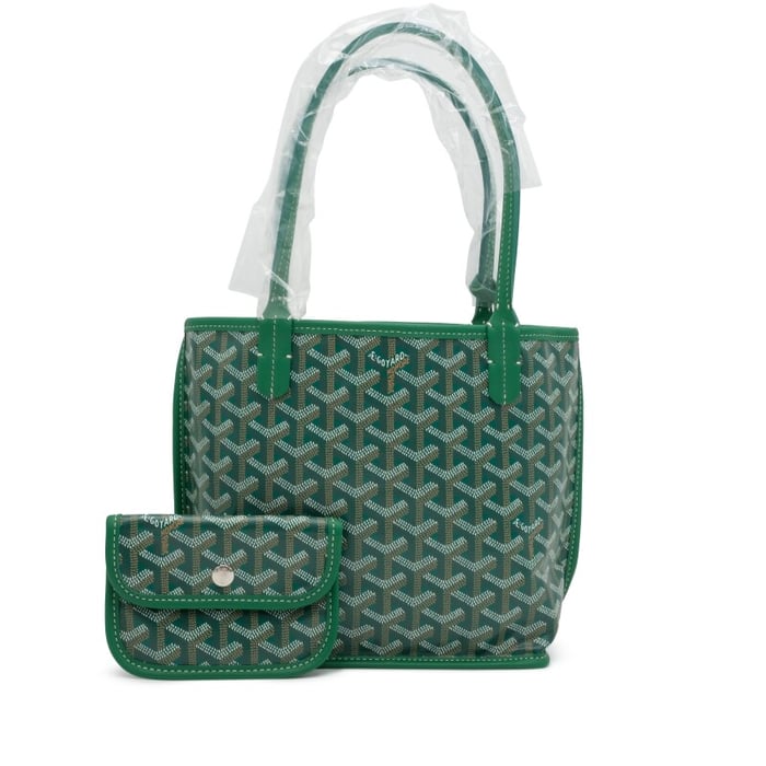 Goyard Green Goyardine Canvas and Chevroches Calfskin Anjou Mini Bag