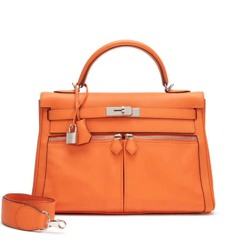 Hermes Orange Swift Kelly Lakis 32 Palladium Hardware, 2010