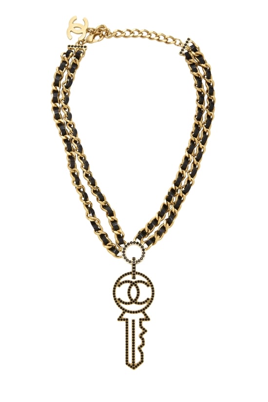Gold 'CC' Key Pendant Necklace