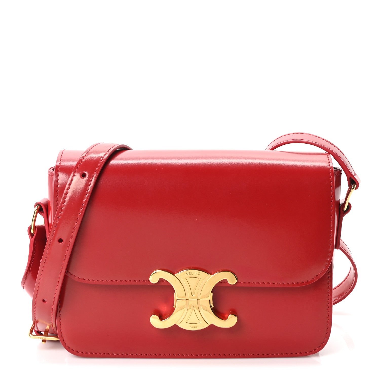 Celine Shiny Calfskin Teen Triomphe Red