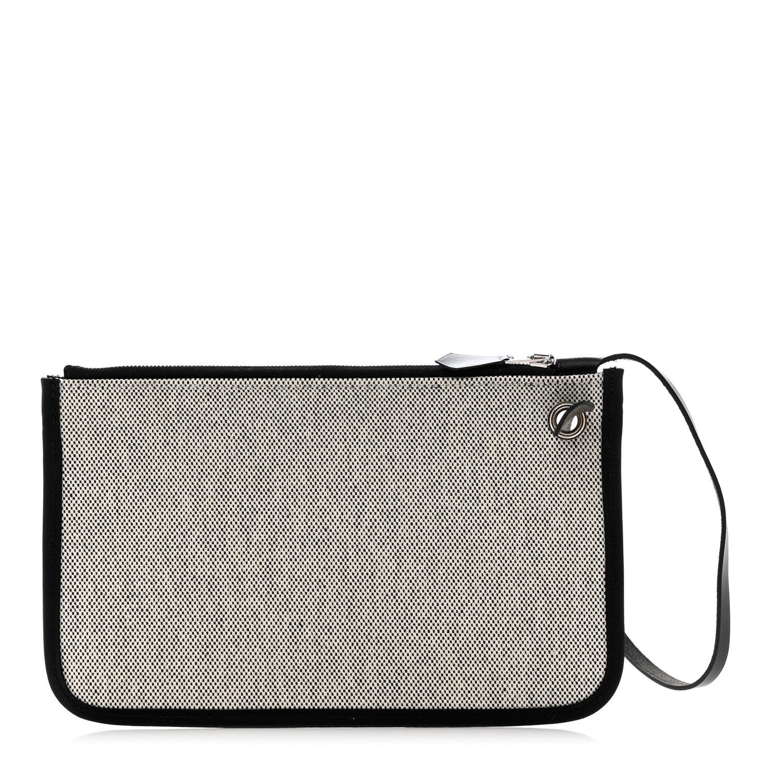 Hermes Vache Hunter Toile Herbag Pouch Ecru Black