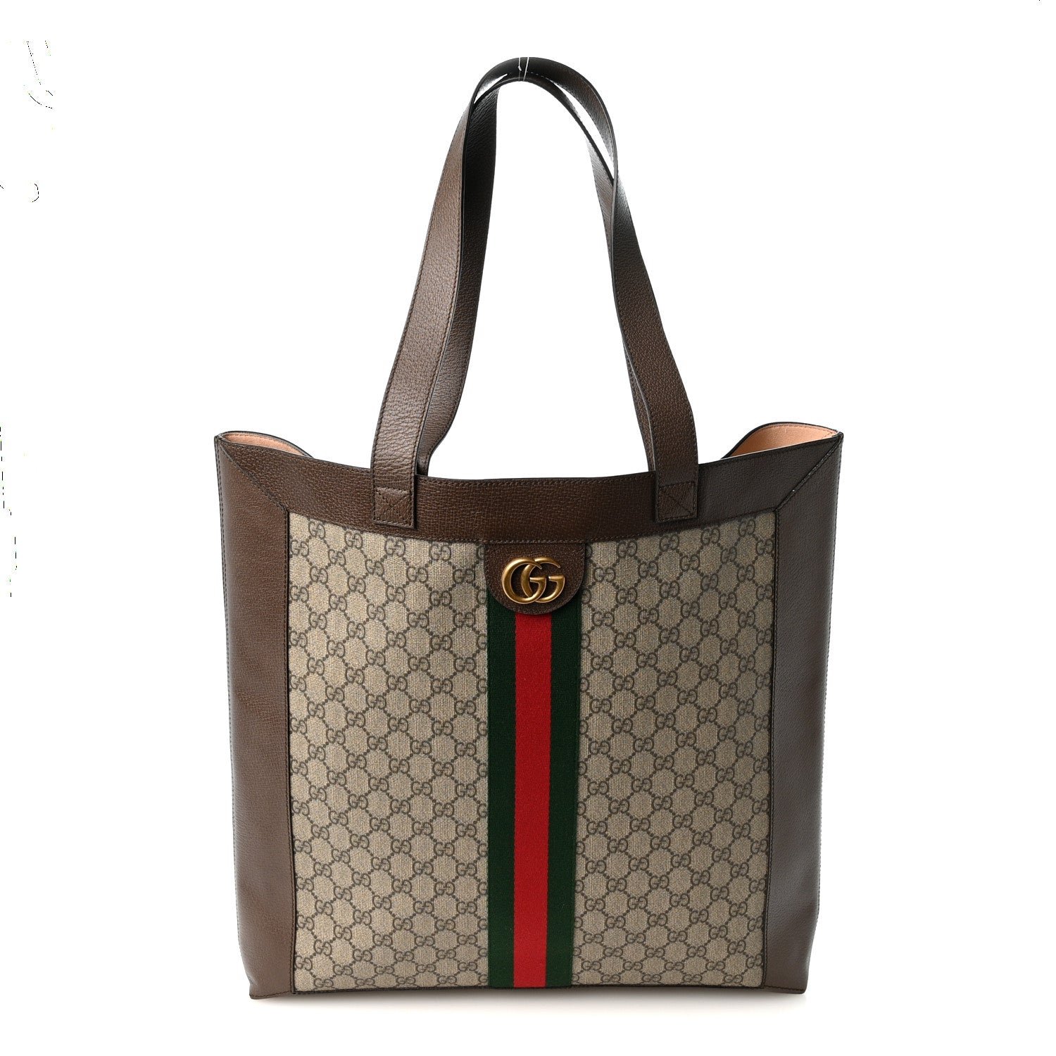 Gucci GG Supreme Monogram Web Large Ophidia Vertical Shopping Tote Brown