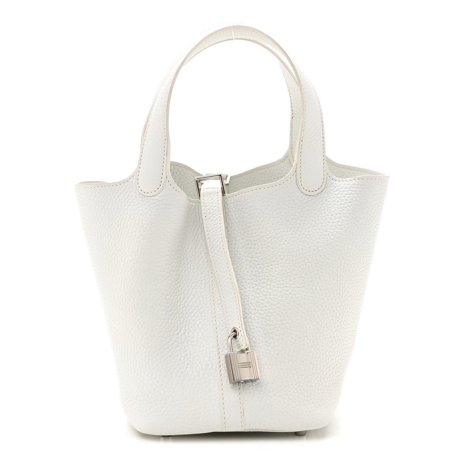 Hermes Taurillon Clemence Picotin Lock 18 PM White