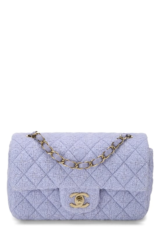 Purple Quilted Tweed Rectangular Flap Mini