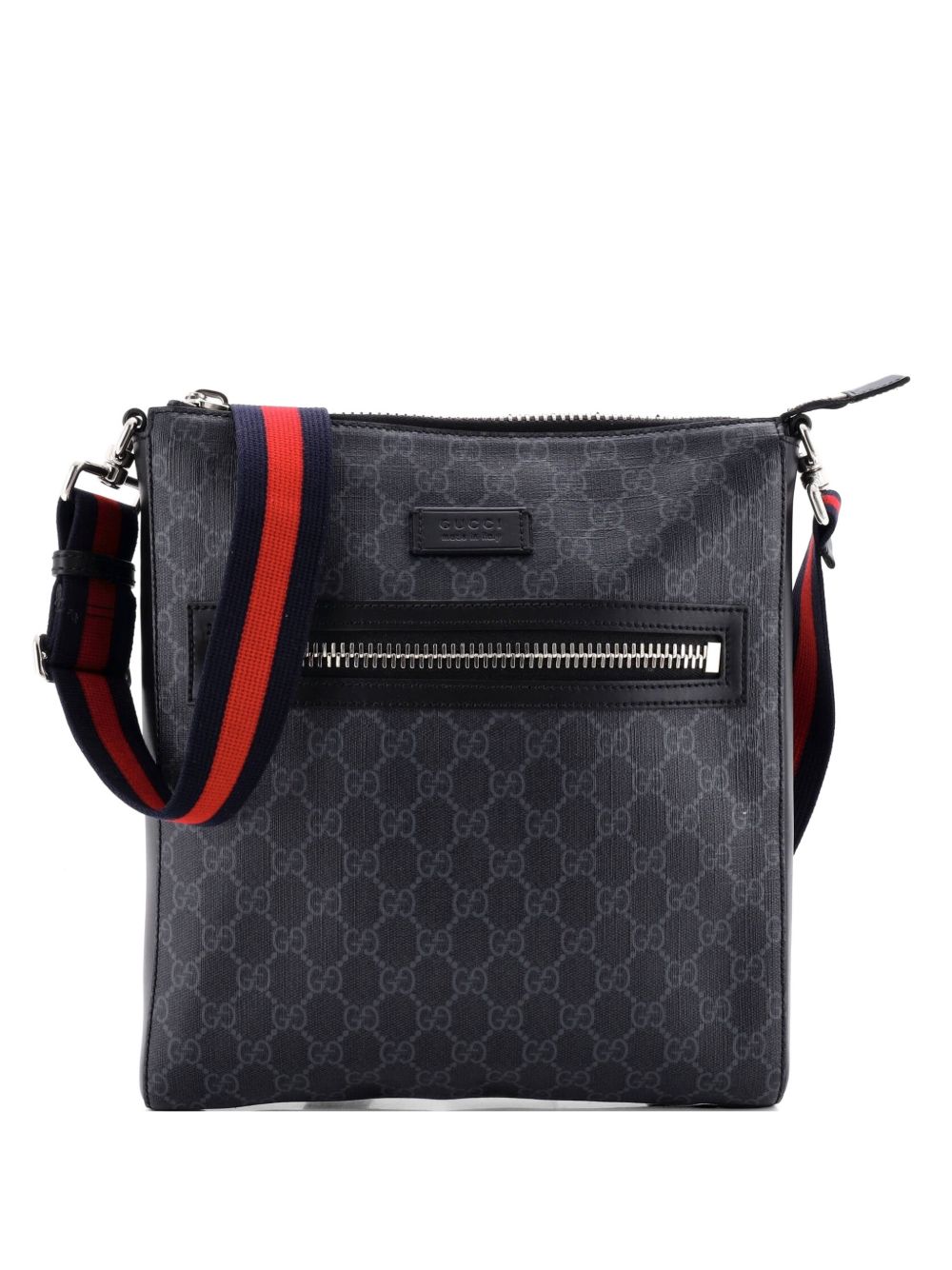 Web Strap Front Zip Messenger Bag GG Coated Canvas Medium crossbody bag
