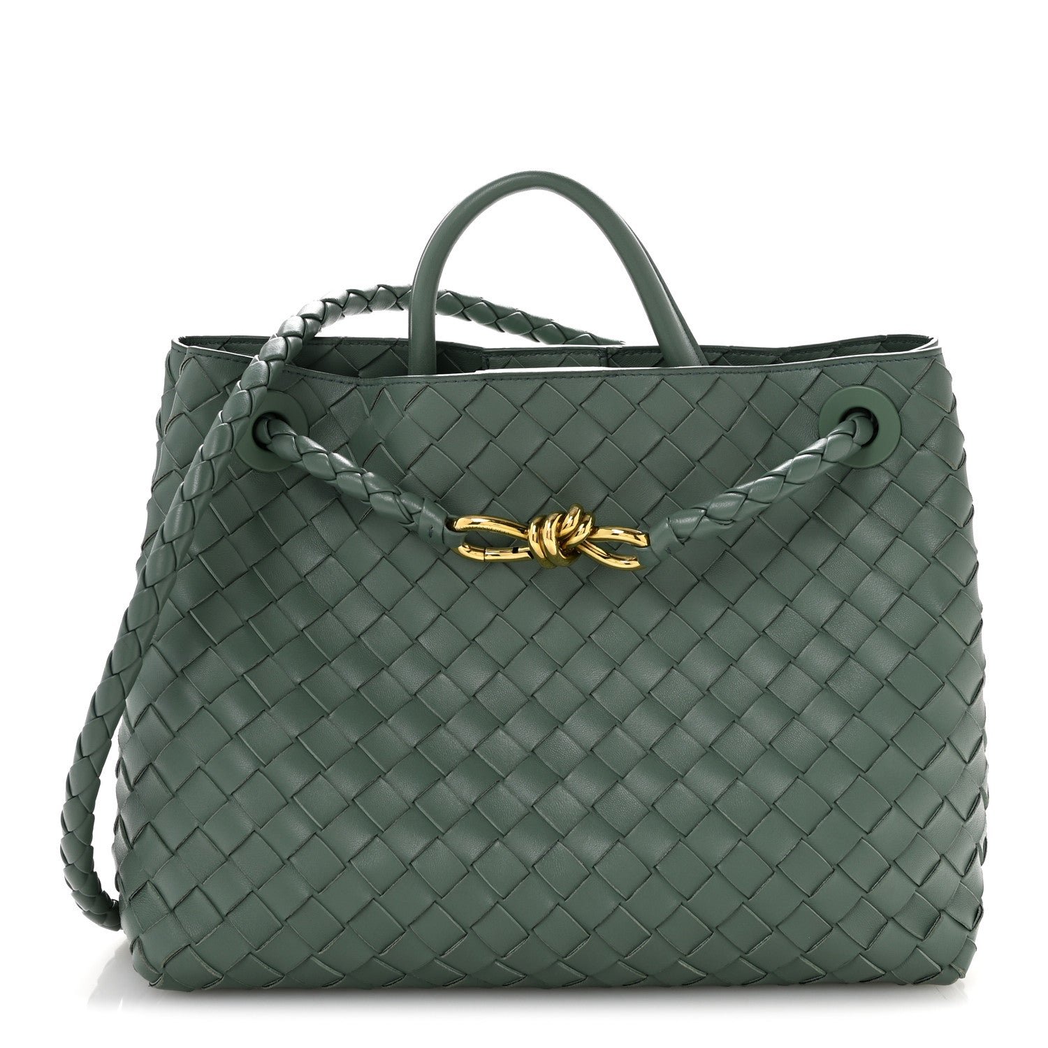 Bottega Veneta Nappa Intrecciato Medium Andiamo Shoulder Bag Aloe
