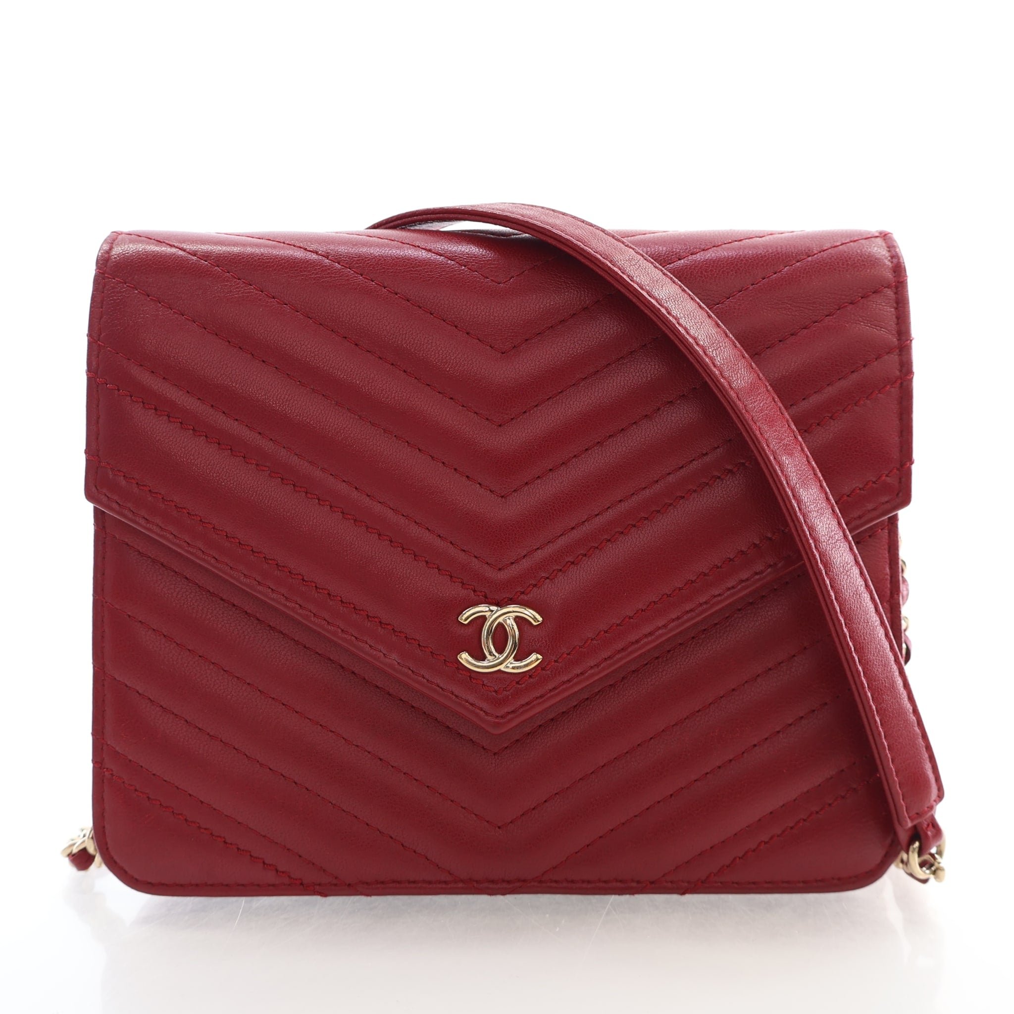 Chanel Lambskin Chevron Wallet on Chain