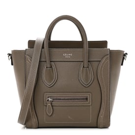 Celine Drummed Calfskin Nano Luggage Souris