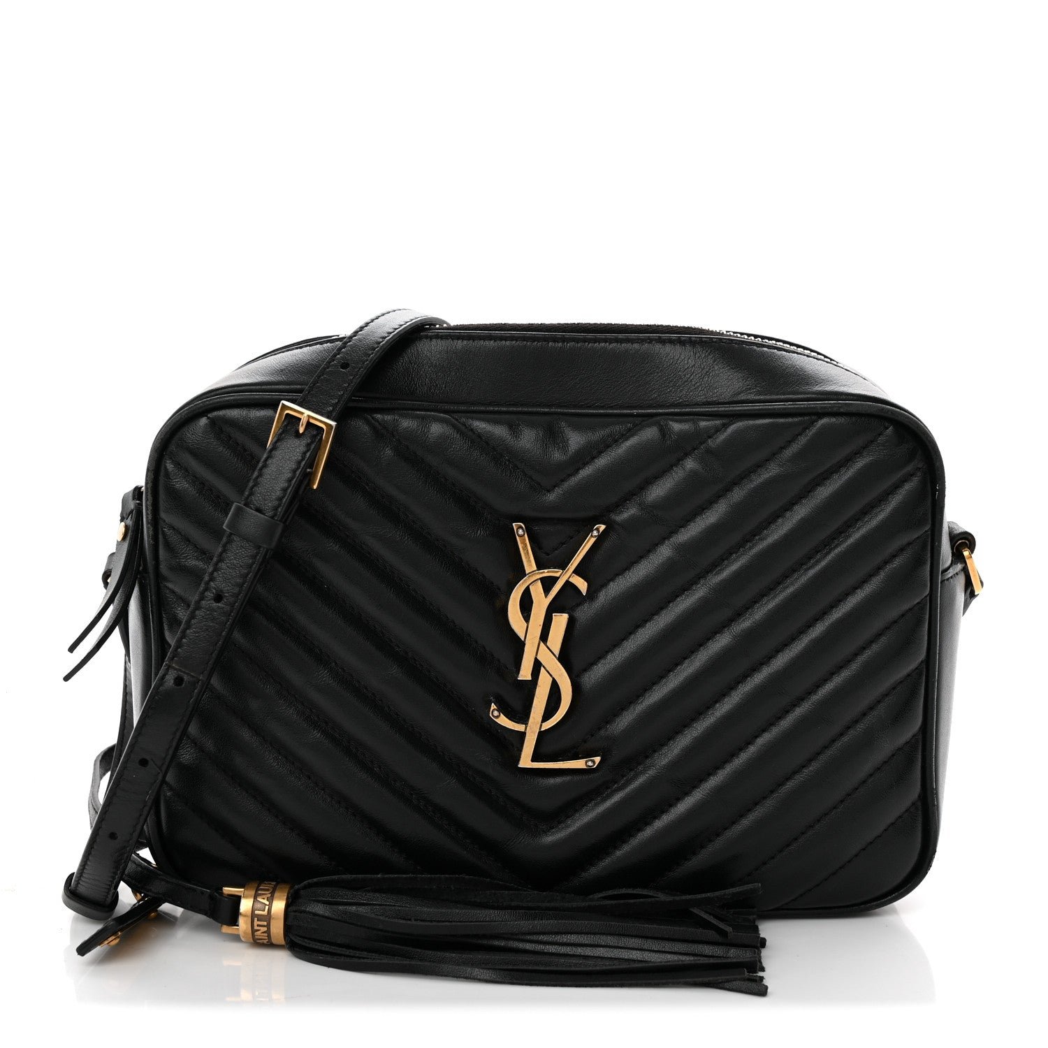 Saint Laurent Calfskin Matelasse Monogram Lou Camera Bag Black