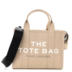 Marc Jacobs Cotton Canvas Mini The Traveler Tote Bag Beige