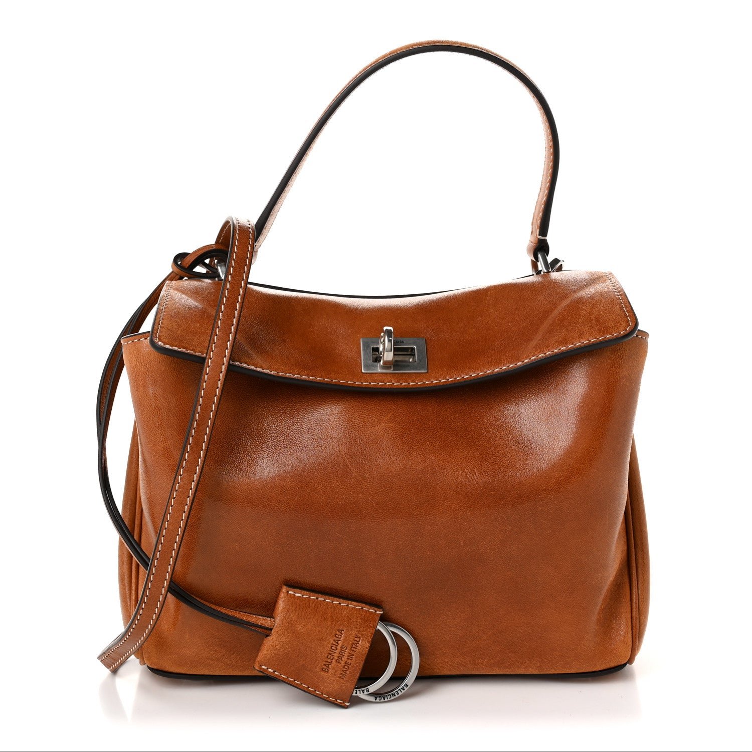 Balenciaga Vegetable Tanned Lambskin Mini Rodeo Top Handle Handbag Tan Cowboy