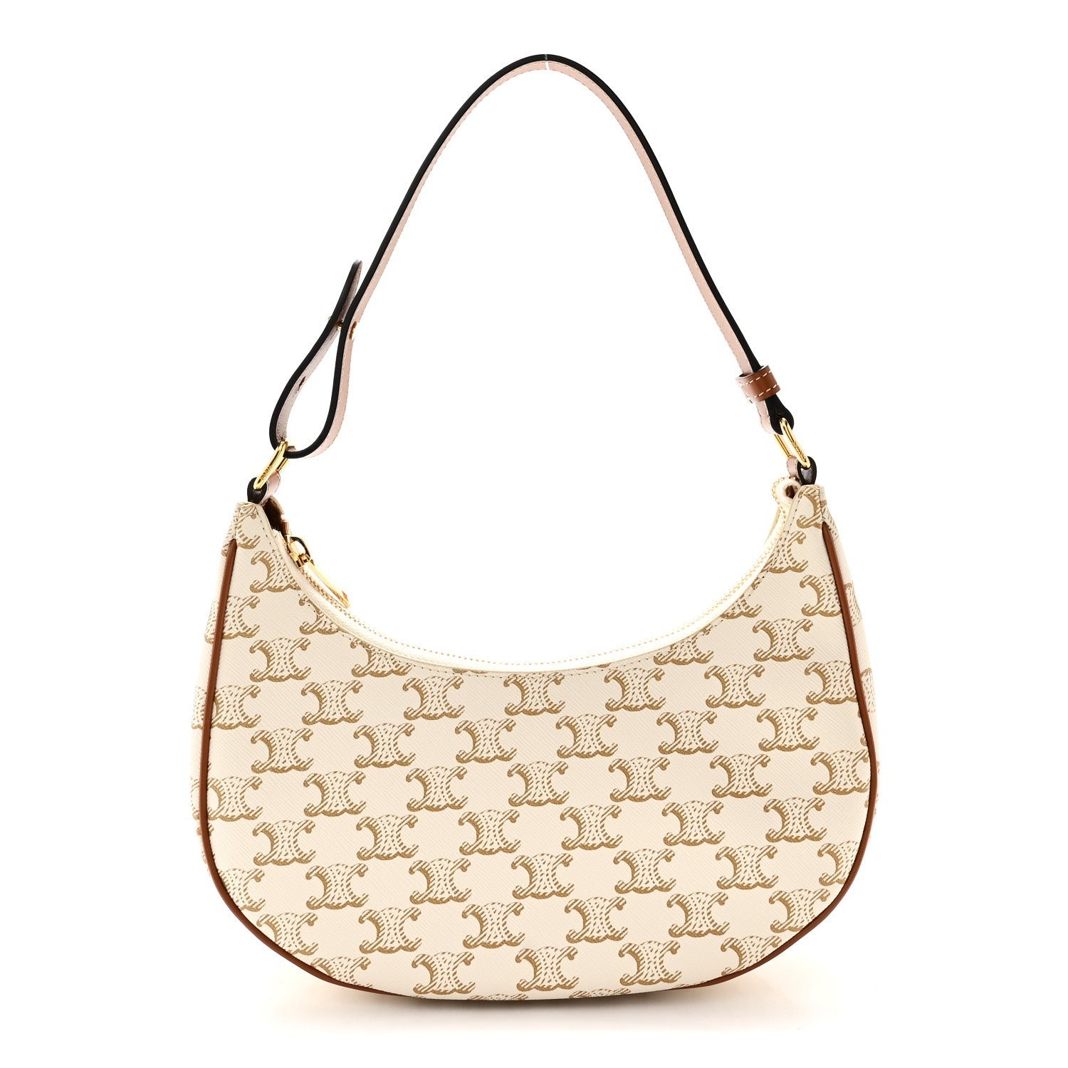 Celine Canvas Calfskin Ava Triomphe Shoulder Bag White