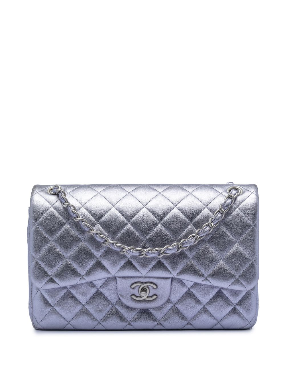 2010-2011 Jumbo Classic Metallic Lambskin Double Flap shoulder bag