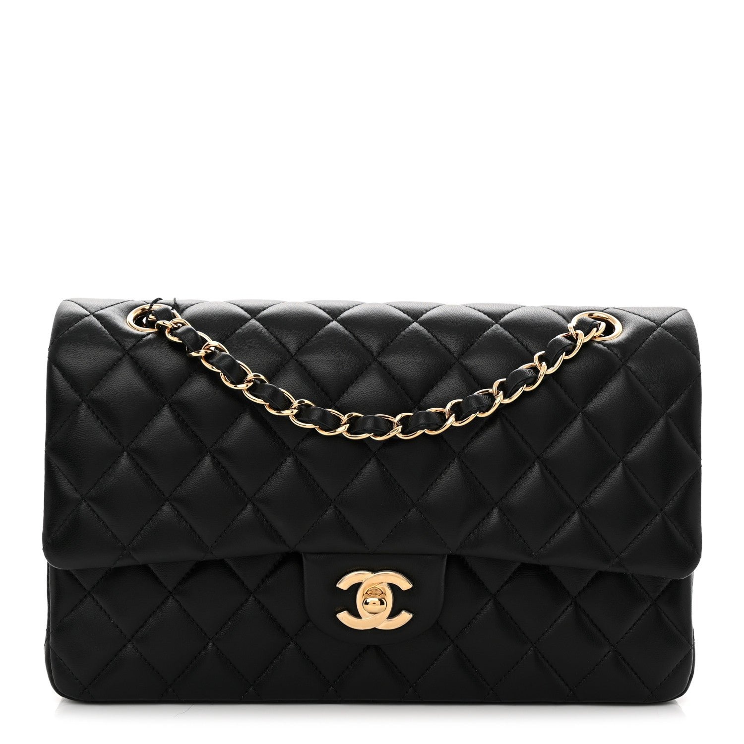 Chanel Lambskin Quilted Medium Double Flap Black Black