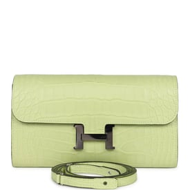 Hermes Hermes Constance Wallet To Go Jaune Bourgeon Matte Alligator Palladium Hardware
